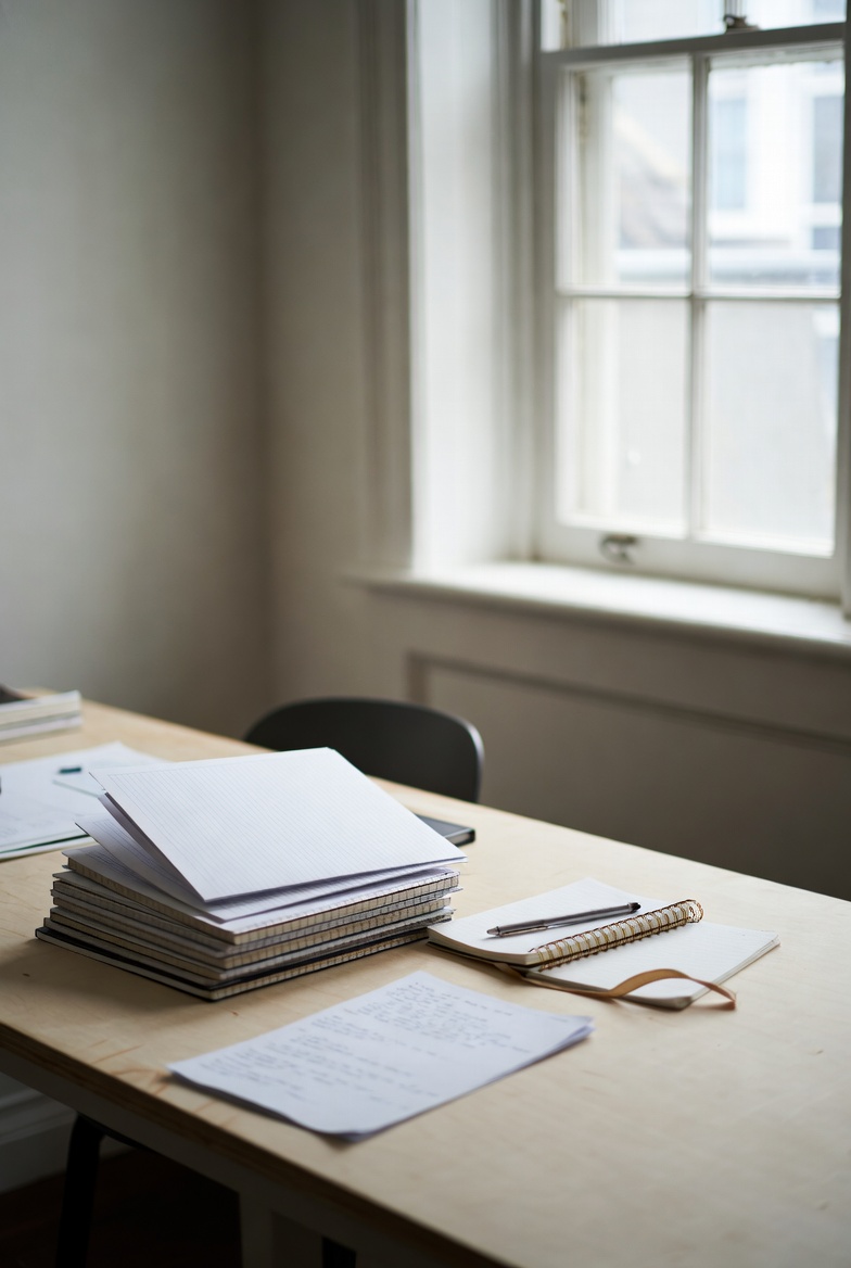 Two founders smiling in a planning studio with soft colors